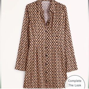 Abercrombie & Fitch Checkered Pattern Shirt Dress - Black and Tan